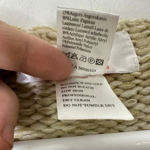 Rene Derhy Women's 6 Sweater Tan Lambs Wool Angora Blend Knit Floral Boho Indie - Picture 5 of 5